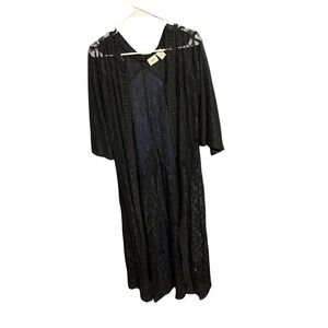 Daytrip Black Lace Kimono Duster Long Sleeve Sheer Boho Maxi